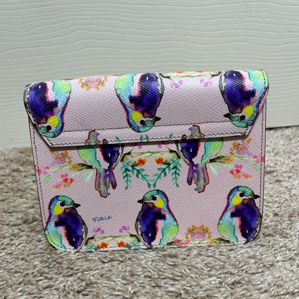Furla Metropolis Mini Crossbody Bag womens authentic luxury pink gold floral EUC - Picture 15 of 17